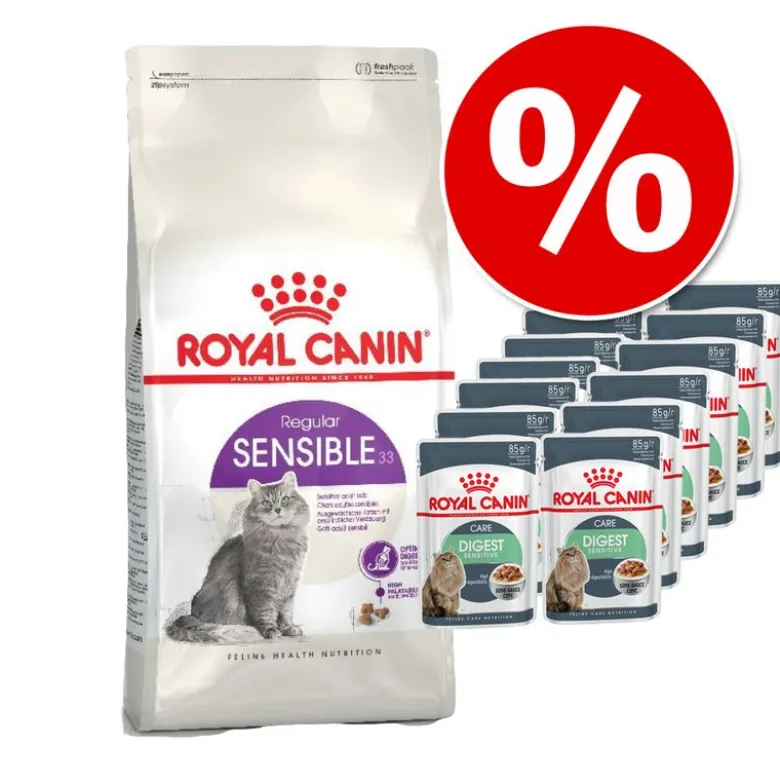 Blandet pakke: 2 kg Royal Canin kattetørfoder + 12 x 85 g Royal Canin i sauce