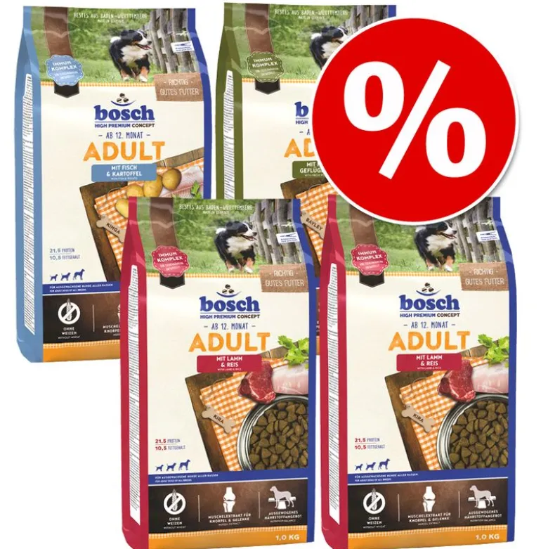 Blandet pakke: 4 x 1 kg bosch HPC Adult til særpris!