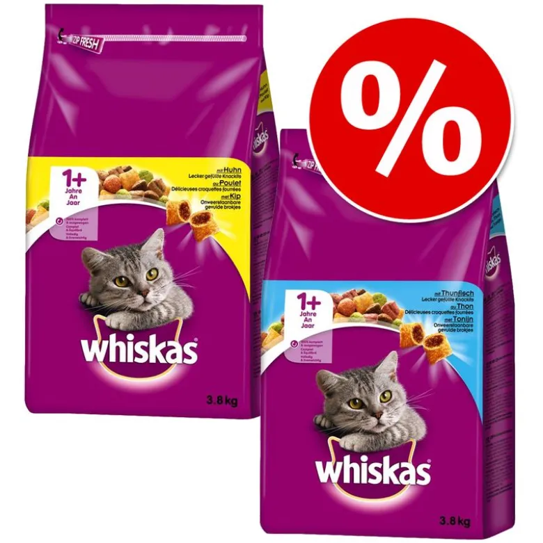 Blandet pakke: 2 x 3,8 kg Whiskas 1+