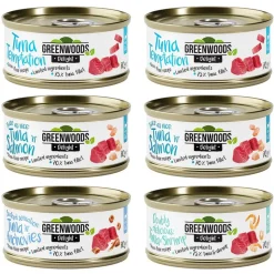 Blandet prøvepakke med Tun Greenwoods Delight 6 x 70 g