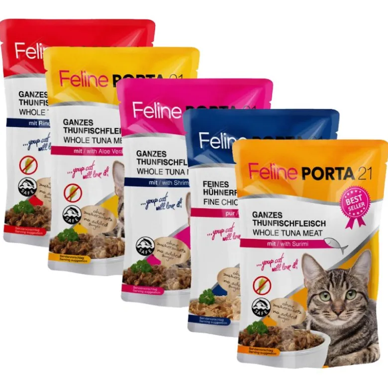 Blandet prøvepakke: 6 x 100 g Feline Porta 21