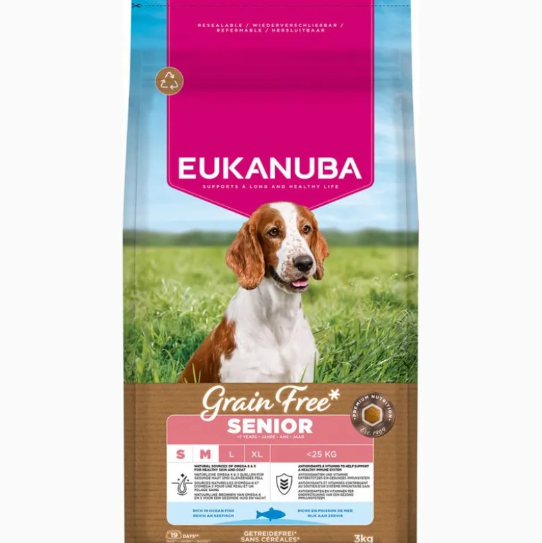 Eukanuba Grain Free Senior Small & Medium med havfisk