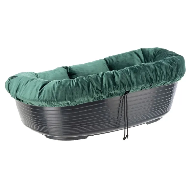 Ferplast hundekurv Siesta Deluxe sort med betræk Sofà grøn velour