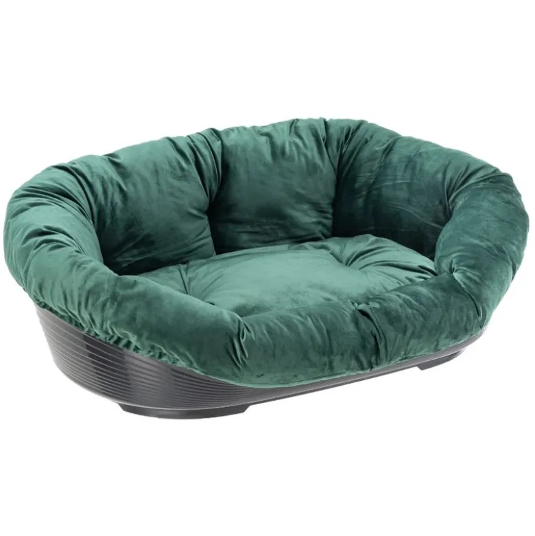 Ferplast hundekurv Siesta Deluxe sort med betræk Sofà grøn velour