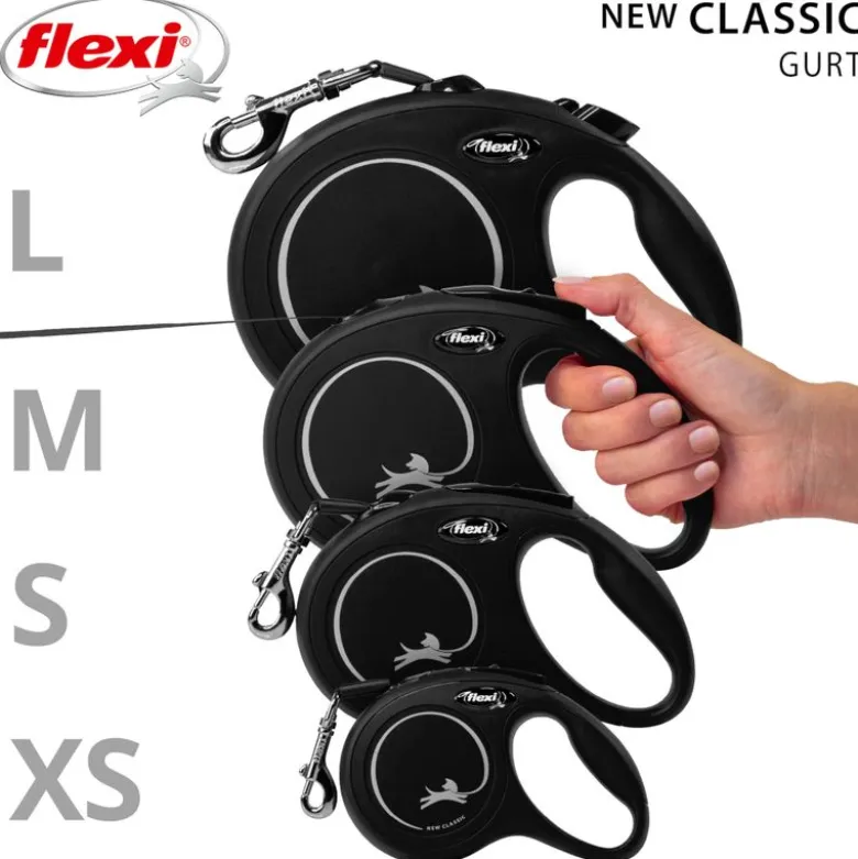 flexi Classic sele snor sort, 5 m