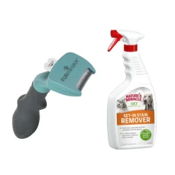 FURminator DeShedding Tool + Nature's Miracle Cat Set-In Plet- og lugtfjerner, 709 ml gratis!