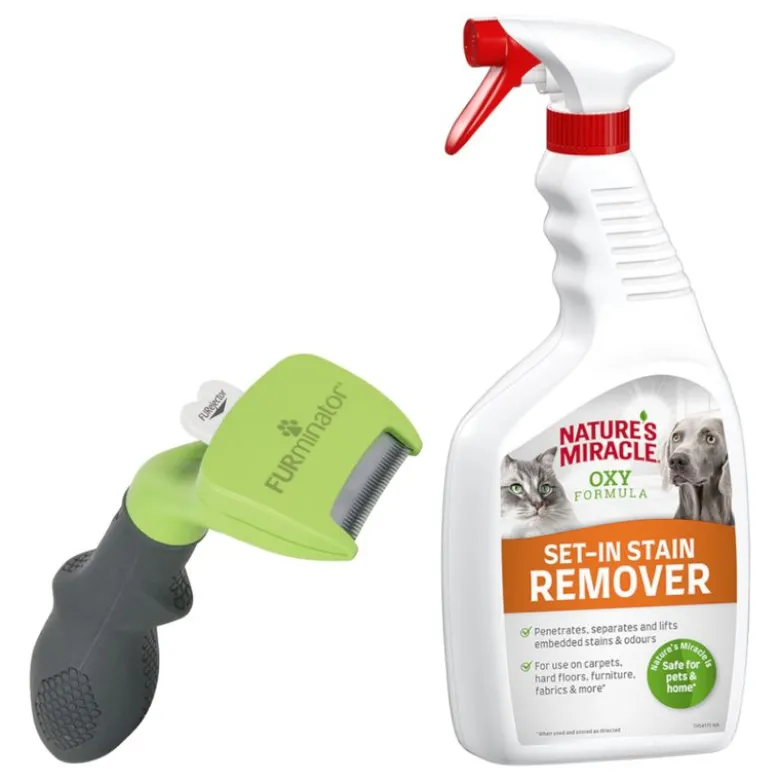 FURminator deShedding Tool til hunde + 709 ml Nature's Miracle gratis!