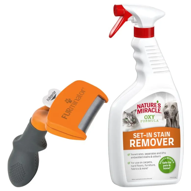 FURminator deShedding Tool til hunde + 709 ml Nature's Miracle gratis!