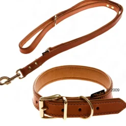 Heim Buffalo læderhalsbånd & hundesnor, cognac