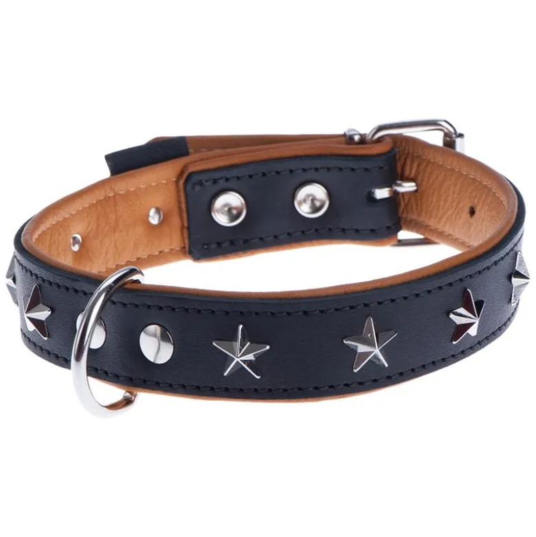 Heim Stars, sort/beige læderhalsbånd