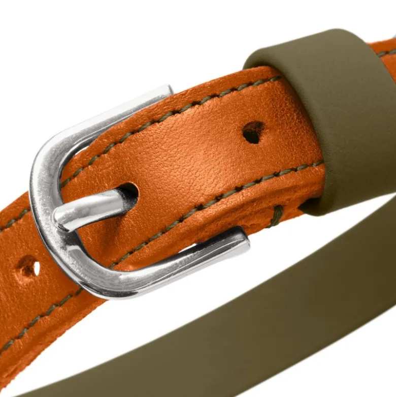 HUNTER-krave Wolmar BioThane® x læder, khaki/orange