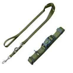 HUNTER Sæt: Halsbånd + hundesnor London, olivengrøn