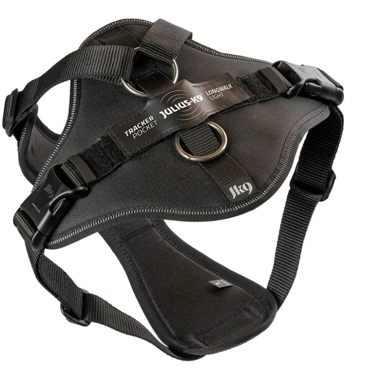 Julius-K9 Longwalk Light hundesele med trackerlomme - sort