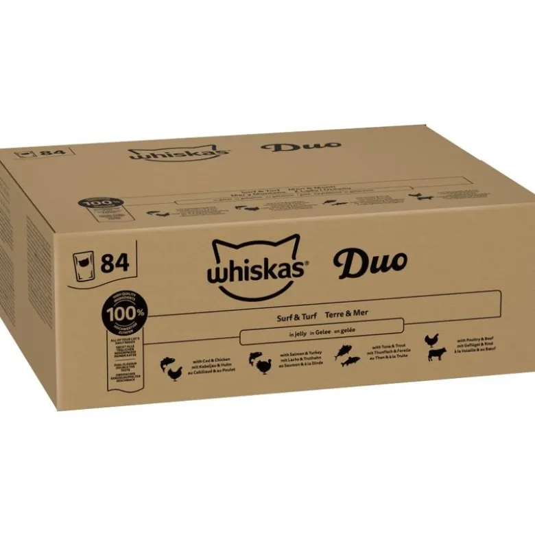 Jumbopakke: 84 x 85 g Whiskas 1+ Adult portionsposer
