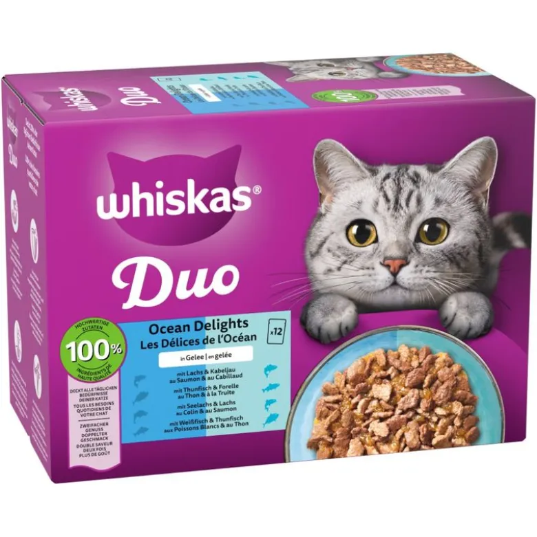Jumbopakke: 144 x 85 g Whiskas Duo portionsposer