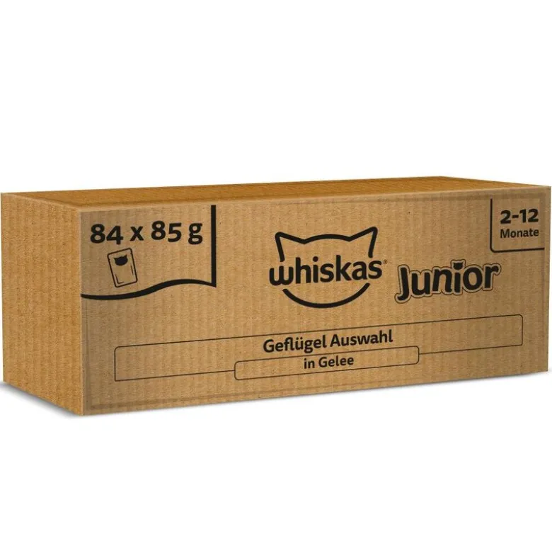 Jumbopakke: 84 x 85 g Whiskas Junior portionsposer