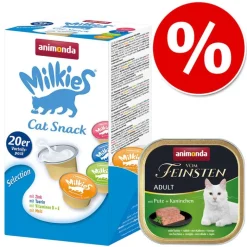 Kombipakke: 32 x 100 g animonda Vom Feinsten Adult + 20 x 15 g Milkies Selection