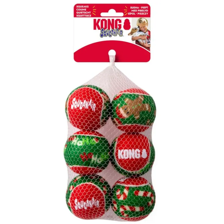 KONG Holiday SqueakAir-bolde, 6 stk.