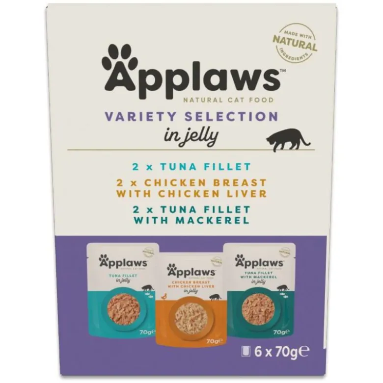 Økonomipakke: 48 x 70 g Applaws Pouch i gelé Mix
