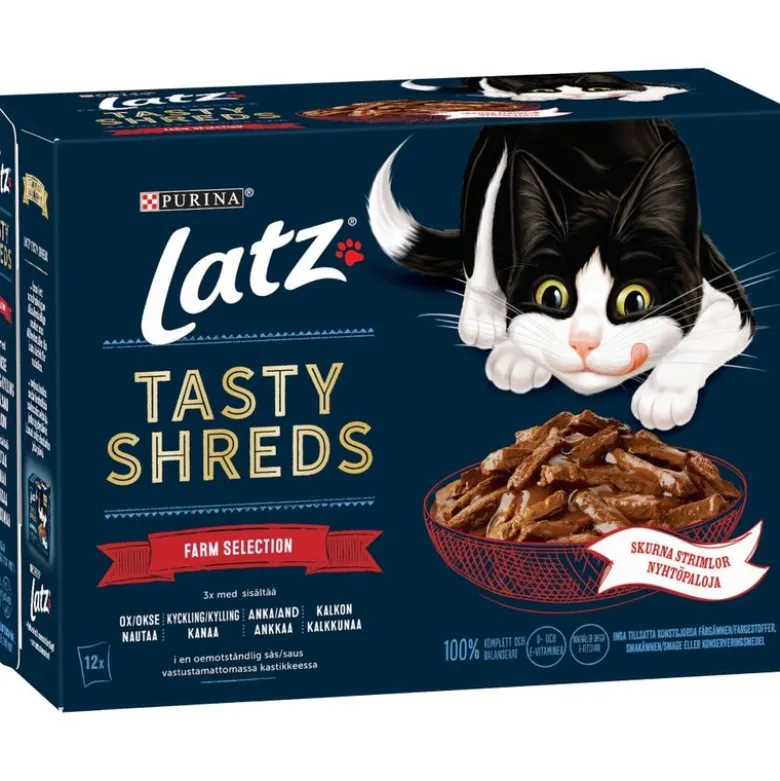 Økonomipakke: 24 x 80 g Latz Tasty Shreds portionspose
