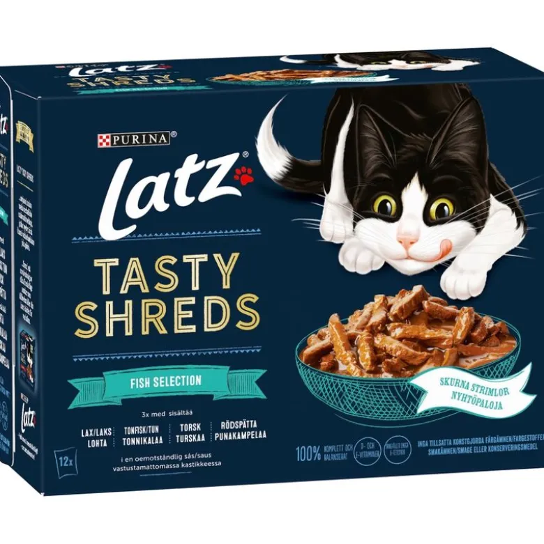 Økonomipakke: 24 x 80 g Latz Tasty Shreds portionspose