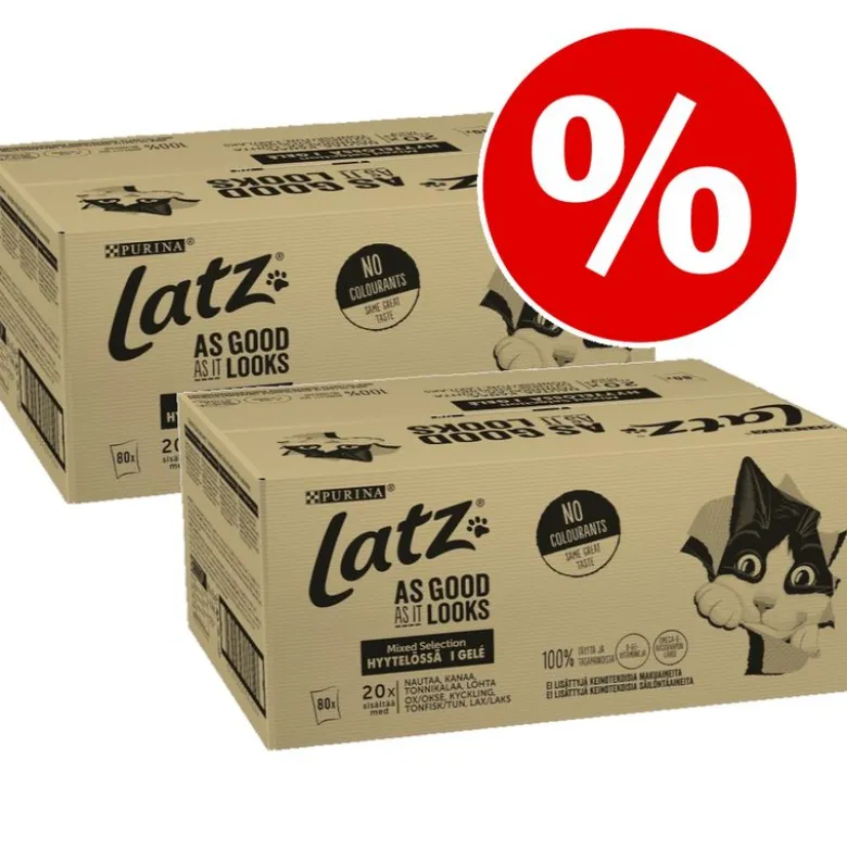 Økonomipakke: 160 x 80 g Latz "Tasty Shreds" portionsposer