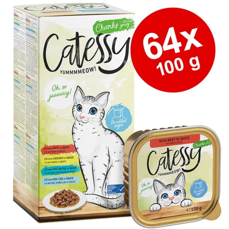 Økonomipakke: 64 x 100 g Mix-pakke Catessy bakker
