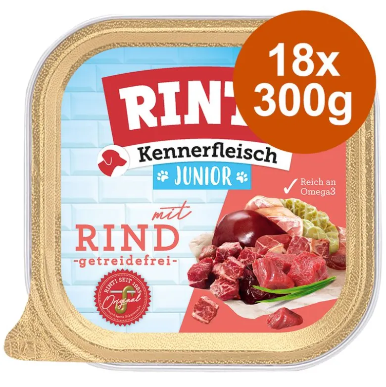 Økonomipakke: 18 x 300 g RINTI Kød for Kendere Junior