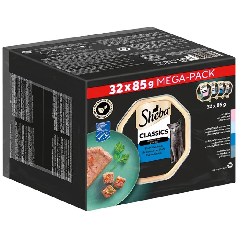 Økonomipakke: 64 x 85 g Sheba Uimodståelige Varianter bakke