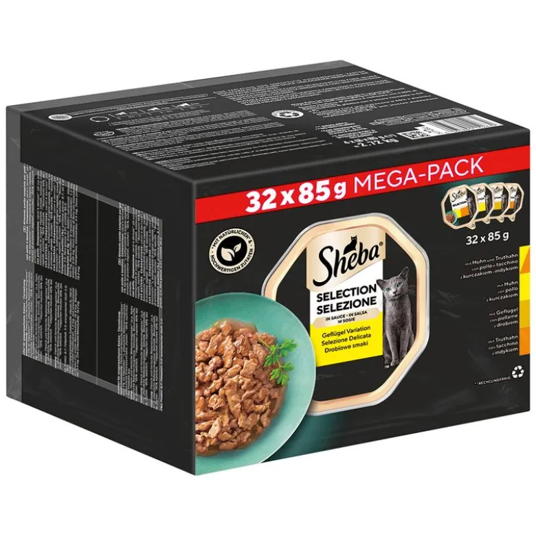 Økonomipakke: 64 x 85 g Sheba Uimodståelige Varianter bakke