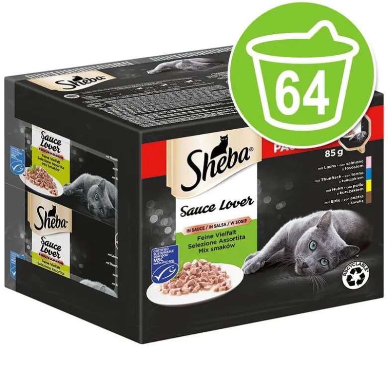 Økonomipakke: 64 x 85 g Sheba Uimodståelige Varianter bakke