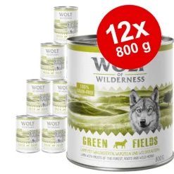 Økonomipakke: 12 x 800 g Wolf of Wilderness Adult - Single Protein