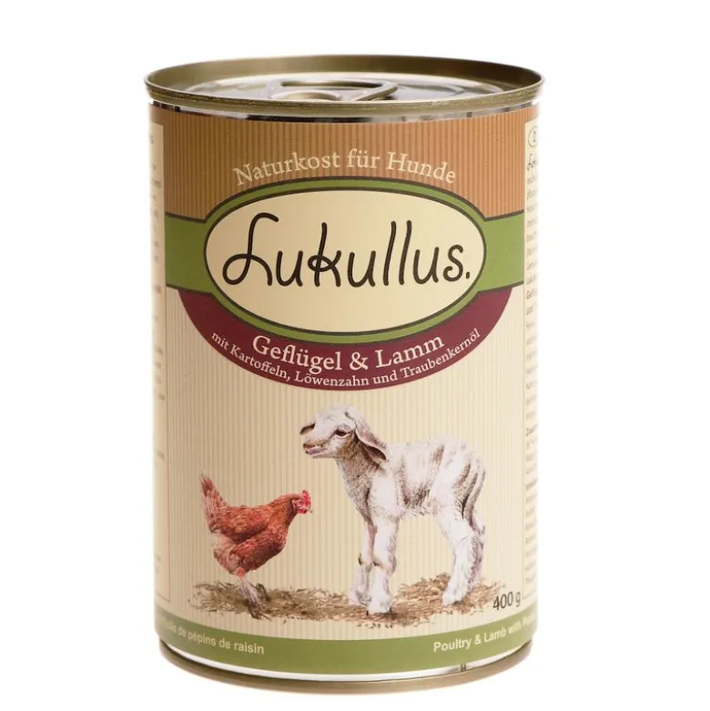Lukullus Prøvepakke: 1,5 kg / 5 kg tørfoder + 6 x 400 g vådfoder