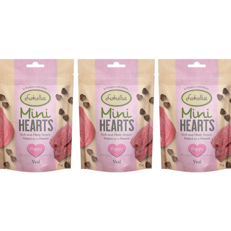 Lukullus Puppy "Mini Hearts" Snacks Kalvekød (kornfri)