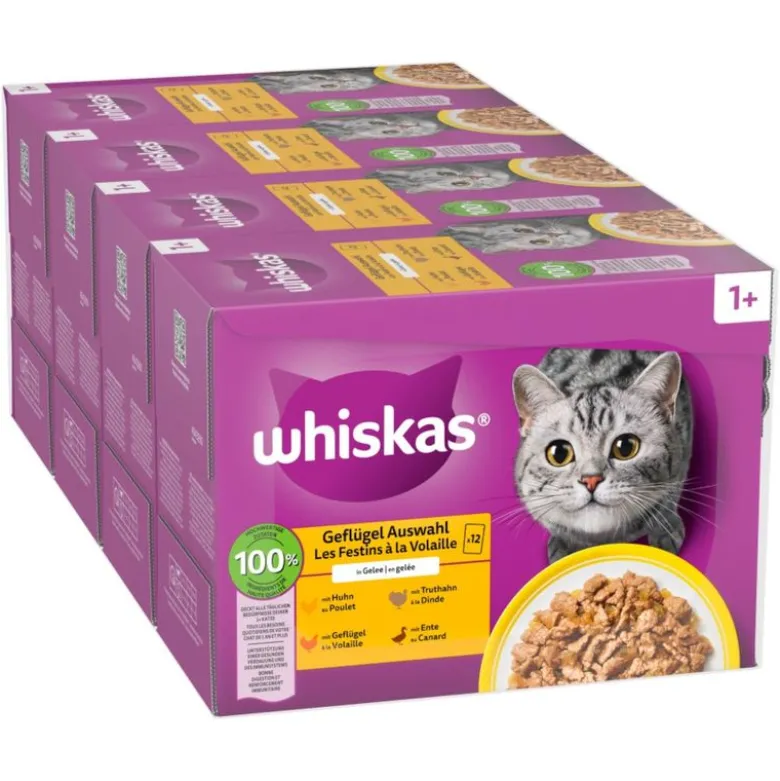 Megapakke: 48 x 85 g Whiskas 1+ Adult portionsposer