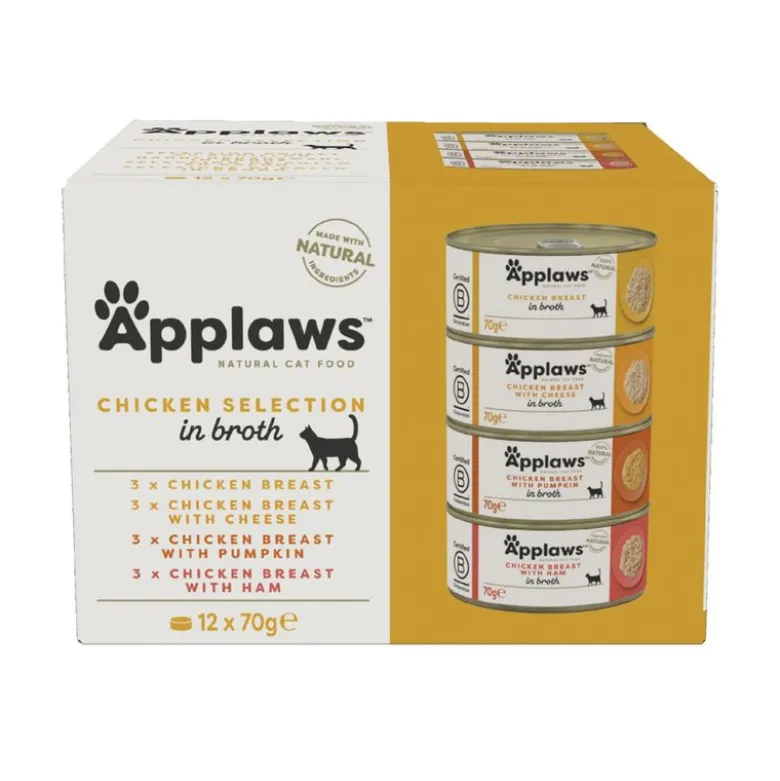 Mixpakke: 12 x 70 g Applaws dåser