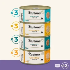 Mixpakke: 12 x 70 g Applaws dåser