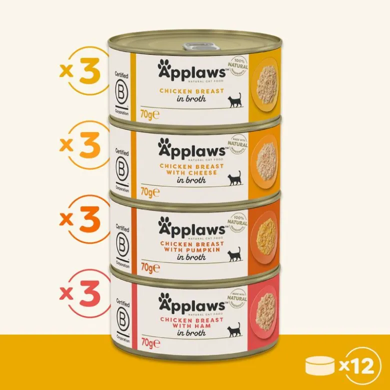 Mixpakke: 12 x 70 g Applaws dåser