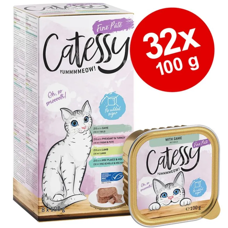 Mix-pakke: 32 x 100 g Catessy bakker