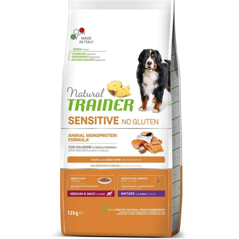 Natural Trainer Sensitive No Gluten Medium/Maxi Mature med laks