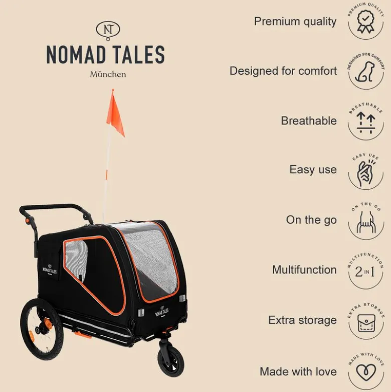 Nomad Tales Spirit cykeltrailer, ebony/tangerine