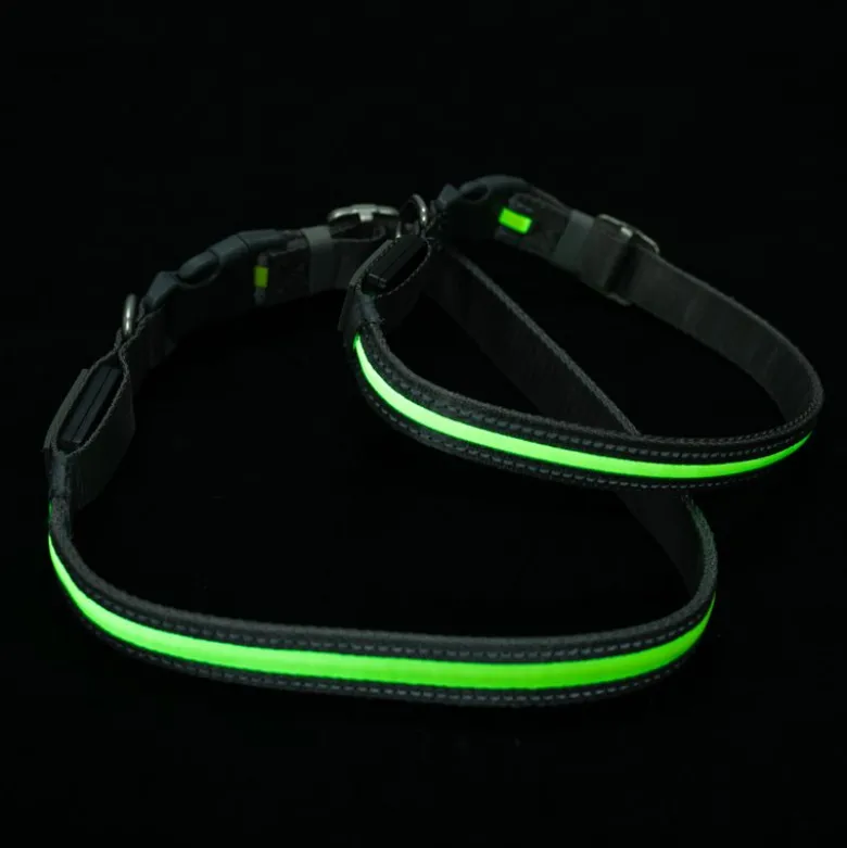 Nomad Tales Spirit USB LED nylonhalsbånd, neongul & grå