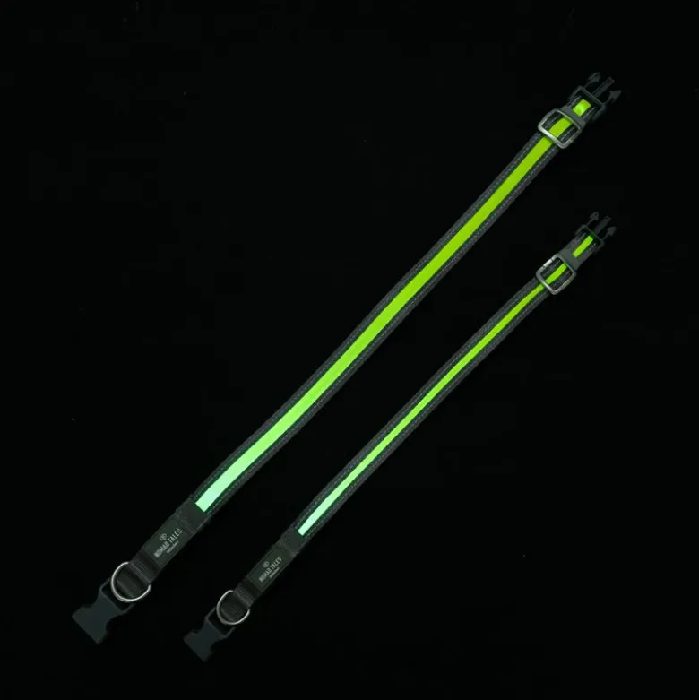 Nomad Tales Spirit USB LED nylonhalsbånd, neongul & grå