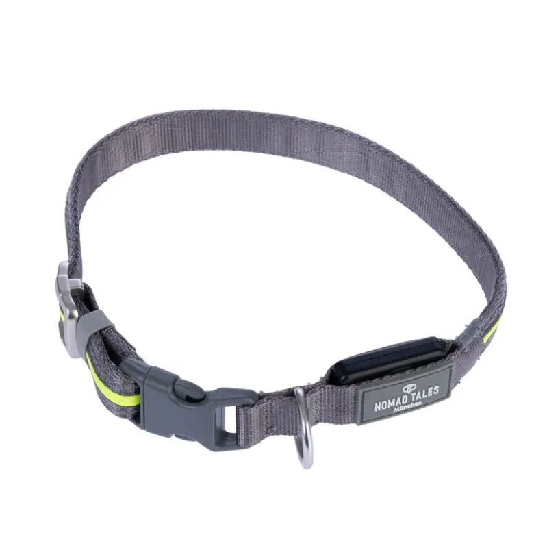 Nomad Tales Spirit USB LED nylonhalsbånd, neongul & grå