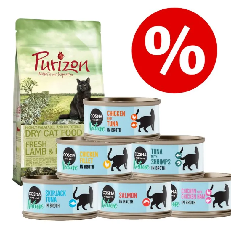 Prøvepakke: Purizon 400 g & Cosma Nature 6 x 70 g