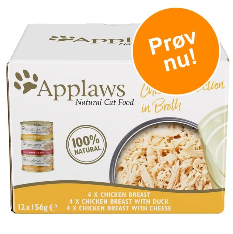 Prøvepakke: 12 x 156 g Applaws i bouillon