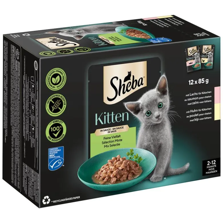 Sheba Kitten varianter i portionsposer 12 x 85 g