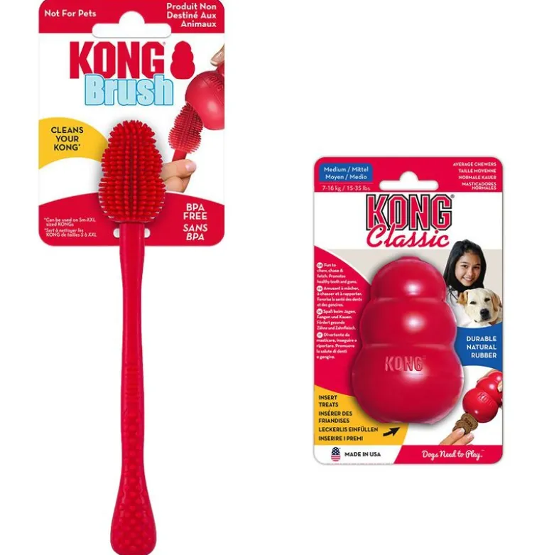 Sparset: KONG Classic + KONG rengøringsbørste