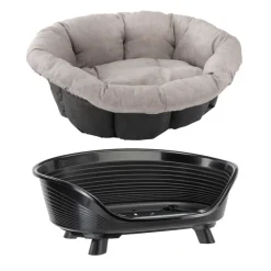 Sæt med Ferplast Siesta Deluxe-kurv med beige Sofà Tweed-betræk
