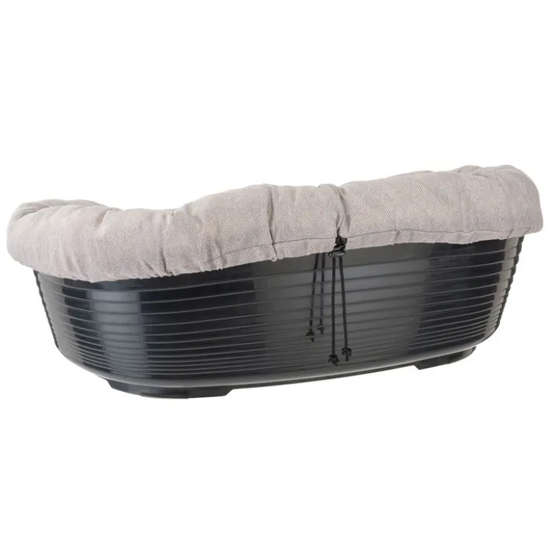 Sæt med Ferplast Siesta Deluxe-kurv med beige Sofà Tweed-betræk